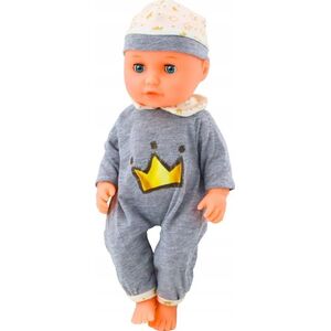 LeanToys Lalka Bobas W Siwej Piżamce Siusiająca Butelka Smoczek Dźwięki