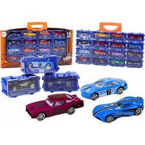 LeanToys Zestaw Autek Resoraków W Walizce Metalowe 16 Sztuk