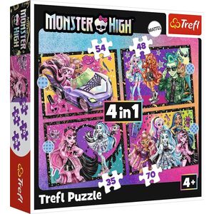 Trefl PUZZLE 4w1 Elekryzujący dzień Monster High 34655