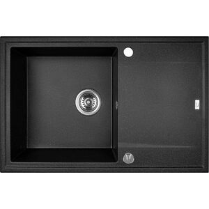 Zlewozmywak Laveo SBE_711T ZLEW MEGALO XL GRANITOWY CZARNY 1 KOM. Z OC. 50X78CM Z SYFONEM // ZL.LA.MEGALO-50X78-CZARNY