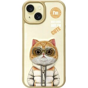 Nimmy case iPhone 15 6.1" khaki Cool&Cute 2.0 Cat