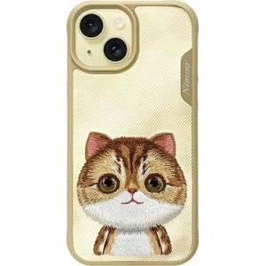 Nimmy case iPhone 15 6.1" khaki Big Eyed Pet 2.0 Cat
