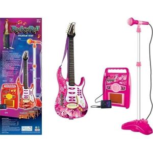 Gitara z Mikrofonem Strunami Wzmacniaczem Różowa