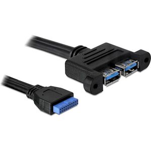 Delock USB zew. - USB wew., 0.45m, Czarny (82941)