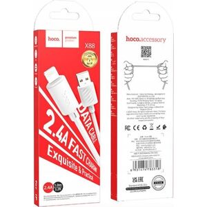 Kabel USB Hoco HOCO kabel USB A do Lightning 2,4A X88 1 m biały