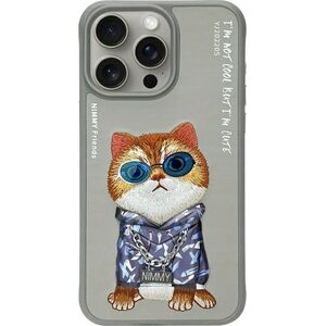 Nimmy iPhone 15 Pro 6.1" case gray/gray Glasses Cool Cat