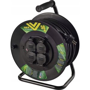 Cable Reel (rubber) - 4 sockets 50m, 1,5mm, SCHUKO