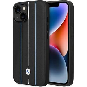 BMW Etui BMW BMHCP14S22RVSK Apple iPhone 14 czarny/black hardcase Leather Stamp Blue Lines