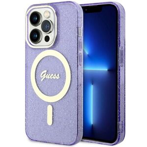 Guess case for iPhone 14 Pro 6,1&quot; GUHMP14LHCMCGU purple hardcase Magsafe IML Glitter Gold 3666339125684