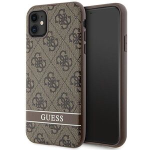 Guess case for iPhone 11 GUHCN61P4SNW brown HC 4G Stripe 3666339170110