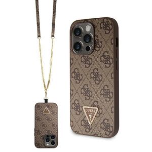 Guess case for iPhone 14 Pro 6,1&quot; GUHCP14LP4TDSCPW brown HC PU Leather Metal Logo Strass Crossbody 3666339146924