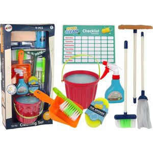 LeanToys Zestaw do Sprzątania Cleaning Set 11 Elementów AGD Mop Miotła Wiadro