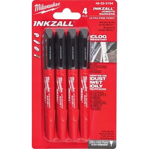 Milwaukee MILWAUKEE THIN MARKERS ΜΑΥΡΟ 4 τεμ 13763449 45242479764