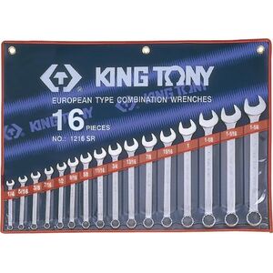 King Tony KING TONY KLUCZE PŁASKO-OCZKOWE CALOWE KOMPLET 16elem. 1/4"-1-1/4", ETUI KT1216SR