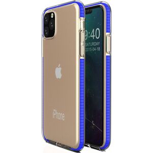 Hurtel Spring Case pokrowiec żelowe etui z kolorową ramką do iPhone 11 Pro Max ciemnoniebieski