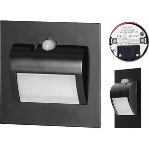 Oprawa schodowa Orno DRACO LED NEW 1,5W, oprawa schodowa podtynkowa, 12VDC, 30lm, 4000K, czarny, czujnik ruchu i zmierzchu AD-OS-6164LR4/B