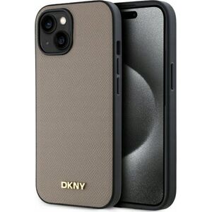 DKNY DKHMP15SPGHLME iPhone 15 6.1" beige/beige hardcase Grained Metal Logo MagSafe