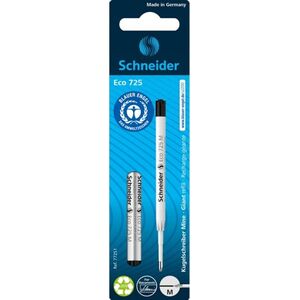 Schneider Wkład eco 725 do długopisu SCHNEIDER, M, 2 szt., blister, czarny