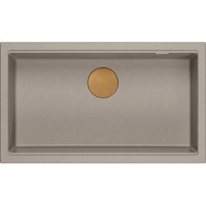 Zlewozmywak GraniteQ LOGAN 110 GraniteQ zlewozmywak soft taupe 76x44x23,5 cm 1-komorowy wpuszczany z syfonem manualnym miedziany