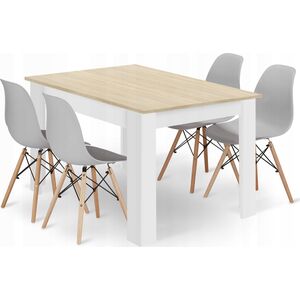 Leobert Zestaw stół prostokątny 120x80 dąb sonoma + 4 krzesła OSAKA szare