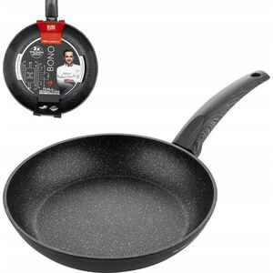 PATELNIA BONO 24 CM IND. (CZARNA, POWŁOKA IMITUJĄCA KAMIEŃ, UCHWYT CZARNY)