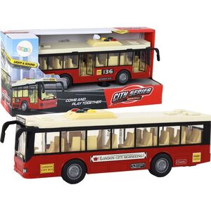 LeanToys Autobus Na Baterie Światła Dźwięki Czerwony Miejski  1:16