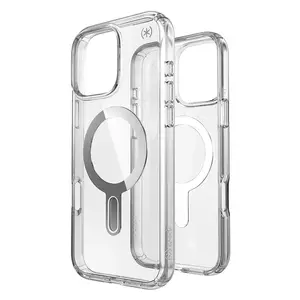 Case Speck Presidio Perfect-Clear ClickLock & MagSafe Apple iPhone 16 Pro Max (Clear / Chrome Finish / Serene Silver)
