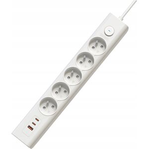 Viking Viking síťová prodlužovací zásuvka YC53, 5x AC 230V, 1x USB-A, 2x USB-C, μήκος 1,5 m, λευκό 14221844 8595660000000