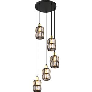 Lampa wisząca Globo Wisząca lampa Wolli 15761-5B crystal czarna przydymiona