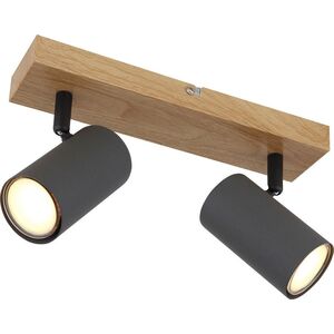 Lampa sufitowa Globo Regulowana lampa nasufitowa Robby 57911-2G grafitowa drewno