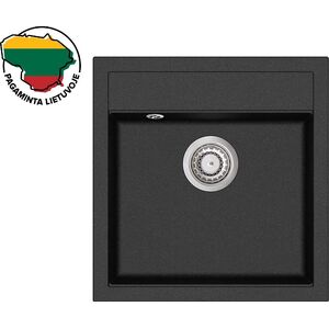 Zlewozmywak Aquasanita Dirbtinio granito virtuvinė plautuvė Aquasanita Tesa SQT100, 601 Juoda metallic