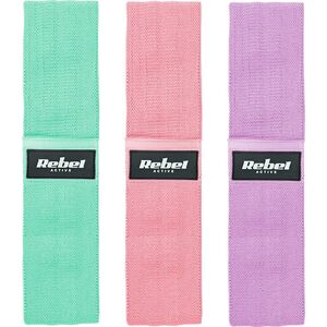 Rebel Zestaw gum do ćwiczeń materiałowy - Mini Band M, 27-55 kg, 3 gumy materiałowe, REBEL ACTIVE