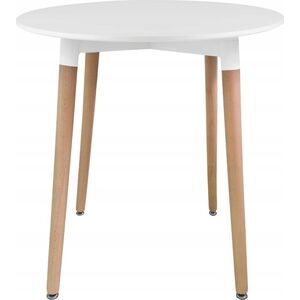 Leobert Stół KAMI Okrągły 80cm - biały / naturalne nogi
