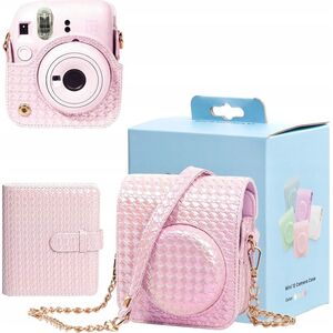 LoveInstant Zestaw 2w1 Futerał Etui Case Do Fuji Instax Mini 12 + Album Na 64 Zdjęcia / Różowy