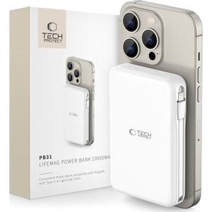 Powerbank Tech-Protect TECH-PROTECT PB31 LIFEMAG MAGSAFE POWER BANK 10000MAH WHITE