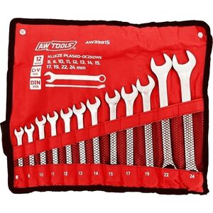 AWTools klucz komplet płasko-oczkowy 12 sztuk 8mm-24mm matowe (AW39815)