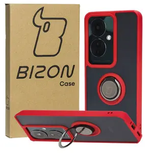 Bizon Case Hybrid Ring Oppo Reno11 F 5G smoky with a red frame