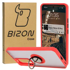 Bizon Case Hybrid Ring Oppo Reno 12 Pro smoky with a red frame