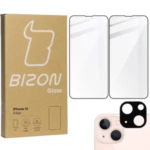 Bizon Glass Edge tempered glass - [2 PACK] + lens protection Apple iPhone 13 black