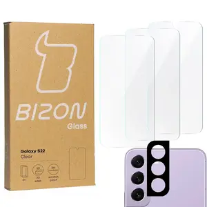 Bizon Glass Clear tempered glass - 3 pcs. + lens glass Samsung Galaxy S22