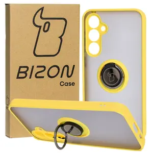 Bizon Case Hybrid Ring Samsung Galaxy S23 FE smoky with a yellow frame