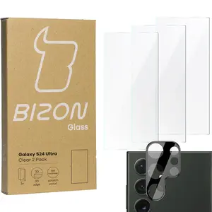BIZON Clear 3x screen glass + camera glass Samsung Galaxy S24 Ultra