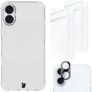 Bizon Case Clear Pack case + 2x tempered glass + lens glass Apple iPhone 16 Plus