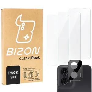 Bizon Clear 3x screen glass + camera glass Motorola Moto G04/G24