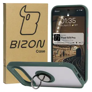 Bizon Case Hybrid Ring Google Pixel 9 / 9 Pro smoky with a dark green frame