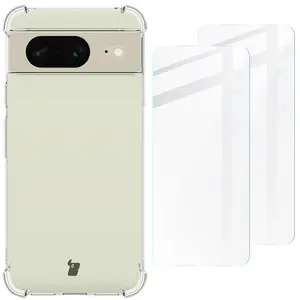 Bizon Case Clear Pack case + 2x screen glass Google Pixel 8 clear