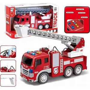 LeanToys Wóz Strażacki Z Wysięgnikiem 1:16 Światła Dźwięki Woda Napęd Czerwony