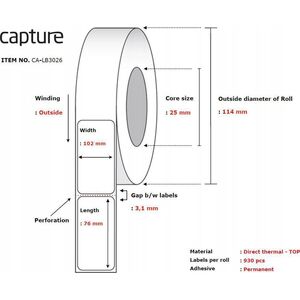 Capture Label 102x76, Core 25,