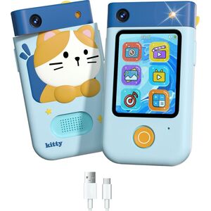 Aparat cyfrowy Xrec Aparat Cyfrowy 48mp Kamera 1080p Dla Dziecka Gry Latarka Mp3 Budzik Telefon / Bls-i9 / Niebieski Kotek