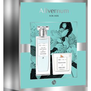 Allverne  Zestaw dla kobiet Edp Lilly&Jasmine 50ml+świeca Passiflora 100g